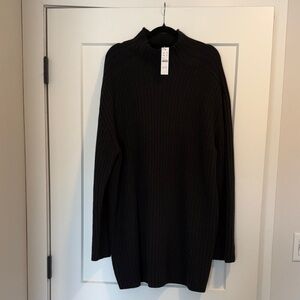 J. Crew Black Ribbed Mock Neck Sweater Dress - sz L